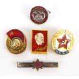 Four Russian military interest badges and one other :For Further Condition Reports Please Visit
