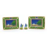 Royal Worcester Art Deco collection Lazy Days porcelain comprising a pair of rectangular dishes