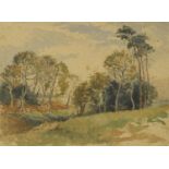 Manner of Cyril Boler - Landscape, watercolour, mounted, framed and glazed, 37cm x 28cm :For Further