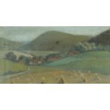 A Needham - Landscape, pastel, mounted, framed and glazed, 26cm x 13.5cm :For Further Condition