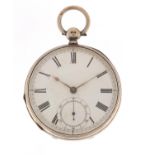 Victorian gentlemen's silver Waltham Mass open face pocket watch with subsidiary dial, the