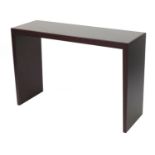 Contemporary Italian rosewood effect console table with glass insert by Calligaris, 80.5cm H x 120cm