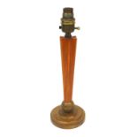 Art Deco table lamp with butterscotch amber coloured Bakelite column, 32cm high :For Further