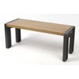 Industrial design light ash and iron bench / coffee table, 45cm H x 110cm W x 40cm D :For Further