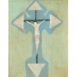 Surreal crucifixion, oil on board, framed, 48cm x 37.5cm :For Further Condition Reports Please Visit
