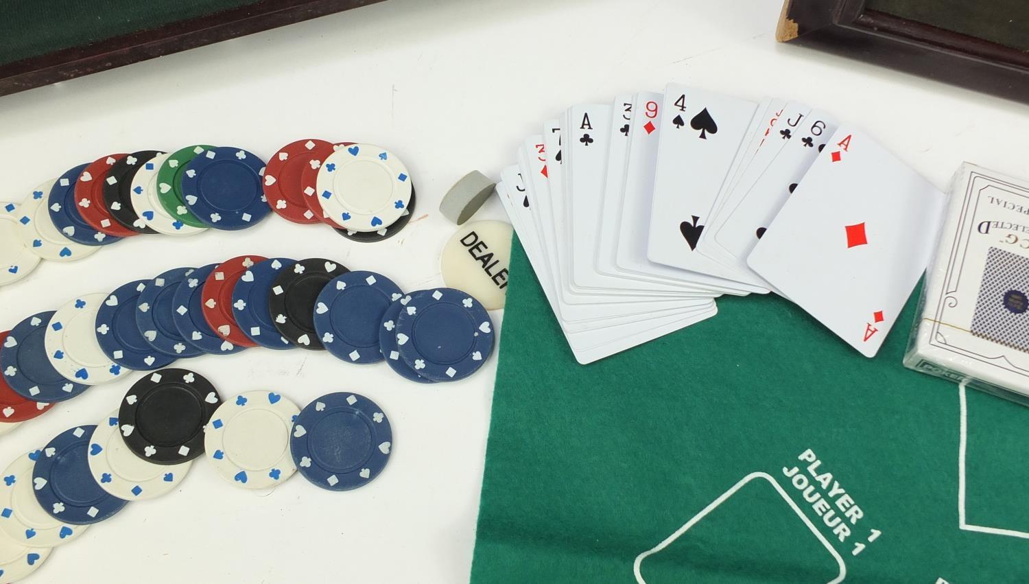 Blackjack poker set with chips, 78cm wide :For Further Condition Reports Please Visit Our Website- - Image 7 of 11