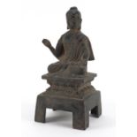 Chinese bronzed figure of seated Buddha, 31cm high :For Further Condition Reports Please Visit Our