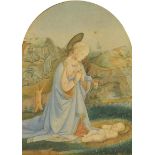 Biblical scene with a madonna and child, 19th century watercolour, mounted, framed and glazed, 18.