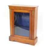 Inlaid walnut pier cabinet with gilt metal mounts and two glass shelves, 99.5cm H x 76cm W x 27.