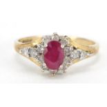 9ct gold ruby and diamond ring, size K, 1.8g :For Further Condition Reports Please Visit Our