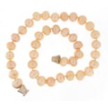 Pink cultured pearl necklace with magnetic clasp, 40cm in length, 79.2g :For Further Condition