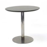Contemporary black marble and chromed occasional table, 61cm high x 61.5 in diameter :For Further