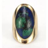 Designer 9ct gold Cabochon hardstone ring, size O, 9.0g :For Further Condition Reports Please