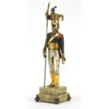 20th century Italian silvered bronze figure of a Soldier holding a sword and flag by Gippe Vasani,