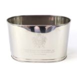 Large stainless steel Bollinger design champagne ice bucket, 26cm x 43cm W x 28.5cm D :For Further