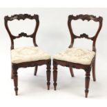 Pair of Waring & Gillow rosewood chairs with fluted legs and cane seats, 87cm high :For Further