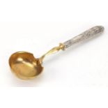 Continental silver handled spoon with gilt bowl, 23.5cm in length :For Further Condition Reports