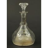 Victorian cut glass musical decanter with swiss music box playing two tunes, 30cm high :For