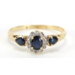 14ct gold diamond and sapphire ring, size U, 2.4g :For Further Condition Reports Please Visit Our