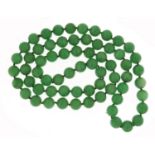Chinese green jade bead necklace, 84cm in length, 162.5g :For Further Condition Reports Please Visit