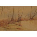 Alfred M Stimer ? - Pond and trees, watercolour, Pens Gallery label to reverse, 23cm x 15cm :For