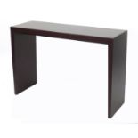 Contemporary Italian rosewood effect console table with glass insert by Calligaris, 80.5cm H x 120cm