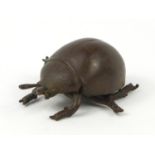 Japanese patinated bronze dung beetle, 5.5cm in length :For Further Condition Reports Please Visit