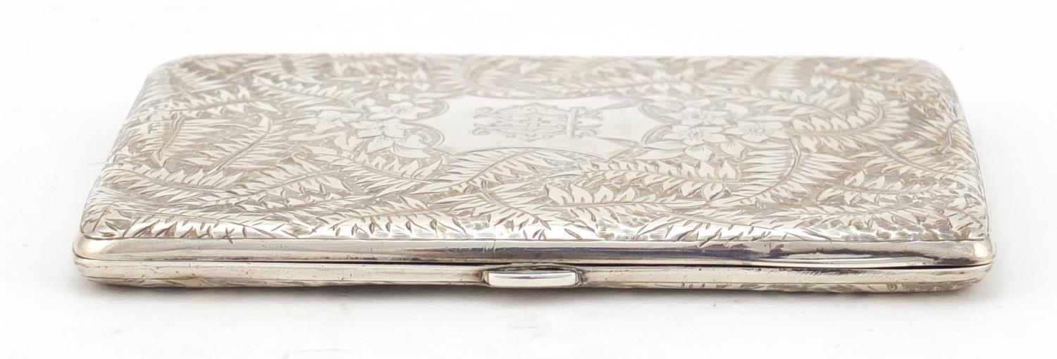 Victorian silver concertina card case, by Hilliard & Thomason, engraved and embossed with ferns, - Image 2 of 8