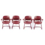 Set of four vintage Herman Miller chairs, paper labels to the bases, each numbered 113010, each 84cm