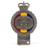 Military interest South Lancashire Prince of Wales Volunteers car badge by J R Gaunt of London, 13cm