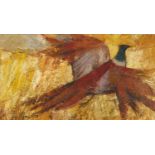 Study of a bird, oil on board, bearing an indistinct signature, inscriptions and labels verso,