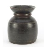 Antique turned treen vessel, 17cm high :For Further Condition Reports Please Visit Our Website-