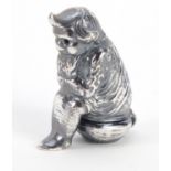 Novelty silver coloured metal vesta in the form of a leprechaun, 4.5cm high :For Further Condition