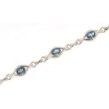 Silver and blue stone bracelet, 18cm in length, 10.8g :For Further Condition Reports Please Visit