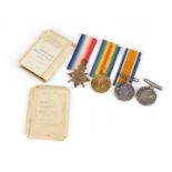 British military World War I four medal group with box of issue comprising a trio awarded to