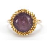 9ct gold amethyst ring, size Q, 3.5g :For Further Condition Reports Please Visit Our Website-