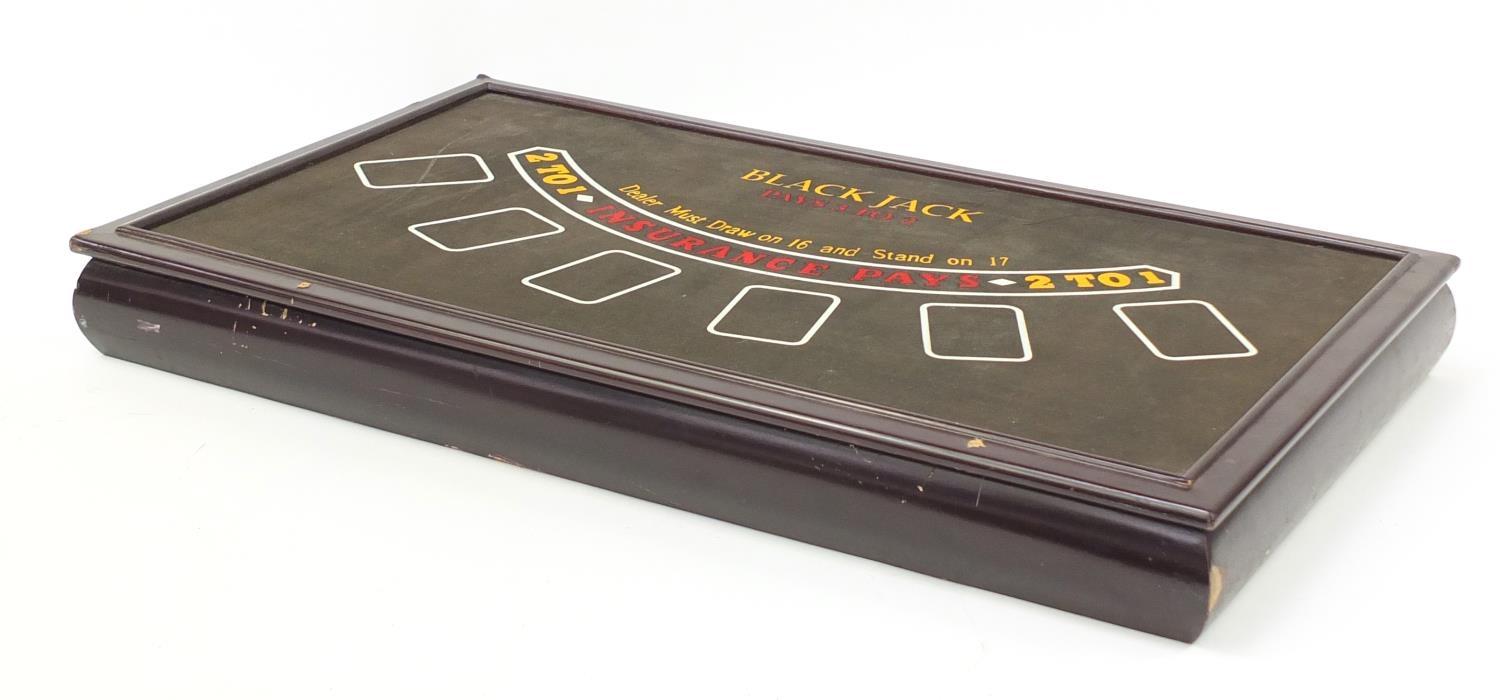 Blackjack poker set with chips, 78cm wide :For Further Condition Reports Please Visit Our Website- - Image 9 of 11