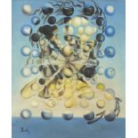 After Salvador Dali - Surreal composition, oil on canvas, framed and glazed, 61cm x 51cm :For