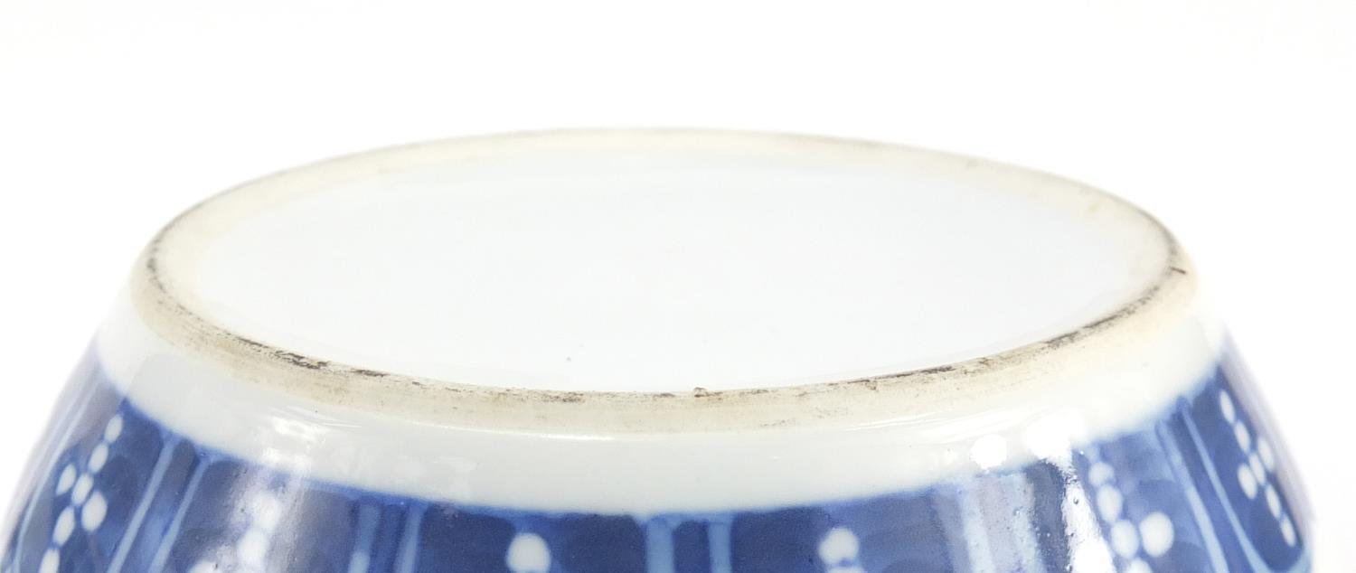 Pair of Chinese blue and white porcelain jars and covers raised on hardwood stands, each hand - Image 9 of 9