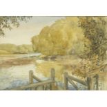 Philip Pimlott 1927 - Beaulieu River, watercolour, inscribed verso, mounted, framed and glazed, 40cm