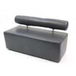 Contemporary two seater settee with grey upholstery, 74cm H x 117cm W x 57cm D :For Further