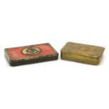 Two British military tins comprising brass Mary tin and Boer War Christmas tin :For Further
