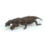 Japanese patinated bronze insect, impressed marks to the base, 6.5cm in length :For Further