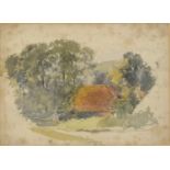 Landscape in Surrey, 19th century pencil and watercolour, inscribed Charles Robothan verso, mounted,