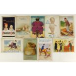 Nine vintage comical postcards including fums up! and we are up to the standard at Waterloo pull-out