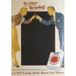 Be happy go lucky advertising tin chalk board, 69cm x 49cm :For Further Condition Reports Please