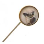 Victorian intaglio Essex crystal horse head tie pin, 7cm in length :For Further Condition Reports