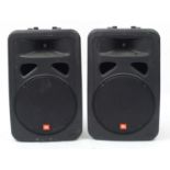 Pair of JBL 2 way stage speakers, model EON1500 :For Further Condition Reports Please Visit Our