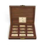 Set of twelve Royal Palace ingots by The Birmingham Mint, limited edition 775/3000, including