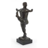 Modernist patinated bronze of a standing nude female after Ferdinand Preiss, 35cm high :For